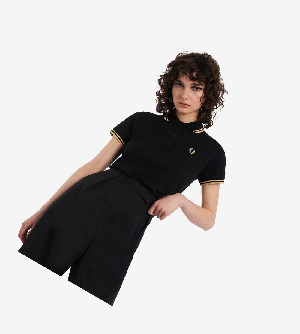 Fred Perry Polo Shirts Black Friday - Womens G12 Black